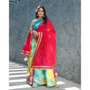 Conjunto de Lehenga sin Mangas para Mujer, Talla XS, Multicolor, Tela de Chifón, para Bodas y Diwali, Todas las Temporadas, Marca Alira - Product Image 1