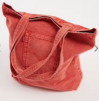 Sac fourre-tout en toile de coton biologique vert denim pour femme, couleur unie, ouverture supérieure, deux poignées, grande capacité, haute qualité, style minimaliste