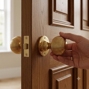 Pomo de Puerta de Latón Premium Dhanvi BDK-05 con Diseño de Colmena |   Par de Perillas Victorianas para Puerta de Armario |   Latón Antiguo Arquitectónico - Product Image 3