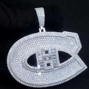 IGI Certified Moissanite Silver <b>Pendant</b> Iced Out Hip Hop Style Unique Design <b>Emerald</b> Cut Jewelry for Men - Product Image 2