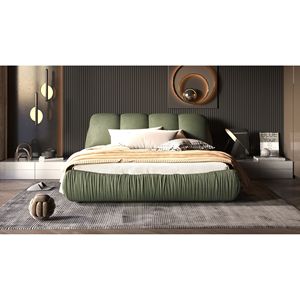 Luxury <b>Queen</b> <b>Size</b> Upholstered Platform <b>Bed</b> with Oversized Padded Backrest Solid Wood <b>Frame</b> for Multiple Heights - Product Image 6