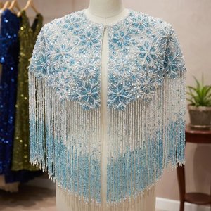 Exquisito Capulín con Borlas y Cuentas, Diseño Personalizado, Bolero para Vestido Formal, Joyería Corporal Nupcial de Lujo, Poncho - Product Image 2