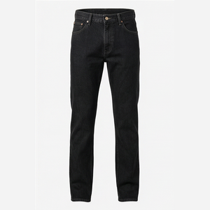 Jean en denim coupe droite délavé foncé pour homme, taille haute, coupe slim, en coton, style décontracté, pantalon d'automne - Product Image 1