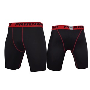 <b>Combat</b> Pro Men Full Length Compression <b>Leggings</b> Black Red Waistband Spandex Nylon Elastic Waist - Product Image 4