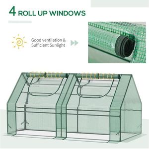 Serra da Giardino Portatile con Due Coperture in PE/PVC, Telaio in Acciaio, 2 Finestre Avvolgibili - 6 X 3 X 3 Hot House - Product Image 5