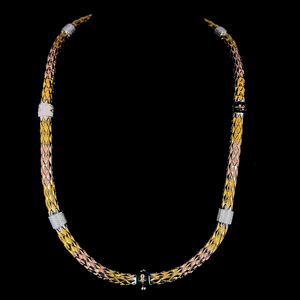 Collier élégant en or 14 carats tricolore pour femme, bijou de luxe élégant, collier scintillant pour mariage, bijoux fins, cadeau - Product Image 4