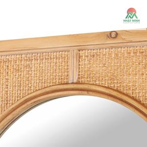 Brown Wall <b>Mirror</b> with Oval Center .This rectangular wall <b>mirror</b> features a matte brown rattan finish, giving it a natural look. - Product Image 2