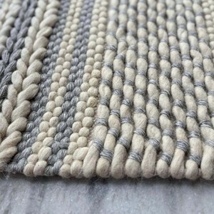 Handwoven Wool Area <b>Rug</b> Gray Ivory Flatweave Carpet Modern Farmhouse <b>Boho</b> Living Room Floor Decor PET Friendly Non-Slip Extra - Product Image 2