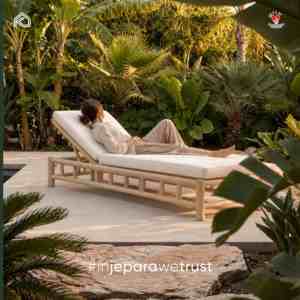 Chaise longue de luxe en teck massif pour l'extérieur, réglable, avec coussin, pour piscine, hôtel, resort, villa, mobilier de patio - Product Image 2