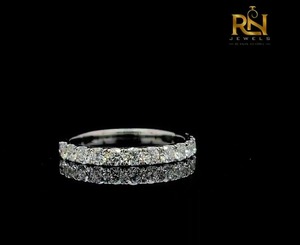 Round Cut Lab Grown Diamond Half Eternity Band Solid Gold Shared Prong <b>Stacking</b> <b>Ring</b> Women OEM ODM Wholesale B2B Supply - Product Image 3