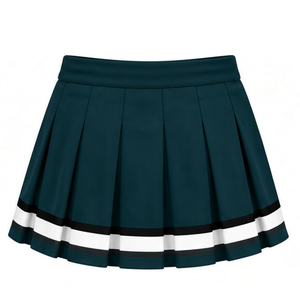 Ensemble uniforme de cheerleading vert sarcelle foncé et or, haut à manches courtes et jupe plissée, tenue d'équipe sportive pour entraînement, performance et compétition - Product Image 6