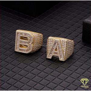 Bague Statement Initiale B en Argent Sterling 925 avec Diamant de Laboratoire, Détails Sertis, Bijoux de Luxe Tendance pour Acheteurs en Gros - Product Image 4