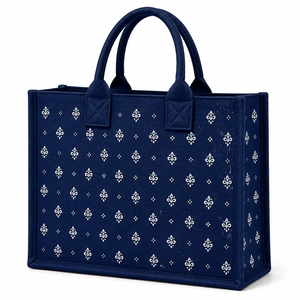 Bolsa de Yute Laminada Azul, Bolsa de Compras Reutilizable Ecológica, Bolsa de Transporte Premium para Bodas, Personalizada, al por Mayor - Product Image 1