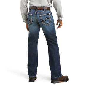 Jeans en denim bleu foncé coupe classique pour homme, pour un usage quotidien décontracté, streetwear et vêtements à marque privée - Product Image 2