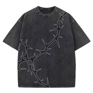 New Arrival Custom Logo Men's Clothing T-shirts Solid Printed 100% Cotton <b>Acid</b> Washed Half Sleeve Quick Breathable <b>Drop</b> Shoulder - Product Image 1