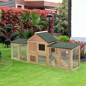 Conigliera Deluxe XL a 2 Piani in Legno da 210 cm per Esterni con Scala e Recinto - Cuccia per Animali Domestici - Product Image 1