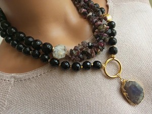 Collier fantaisie en résine colorée, chaîne à maillons épais en acrylique pour femmes, artisanat en résine d'Inde - Product Image 2