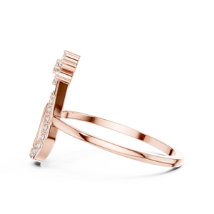 Bague halo en or rose en forme de goutte d'eau avec grappe florale de diamants de laboratoire |   Bague de fiançailles élégante en forme de poire pour femme - Product Image 4