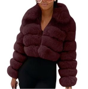 Veste courte matelassée en fausse fourrure jaune pour femme, pull chaud d'hiver avec bordure en fourrure, manches longues, veste courte épaisse - Product Image 6