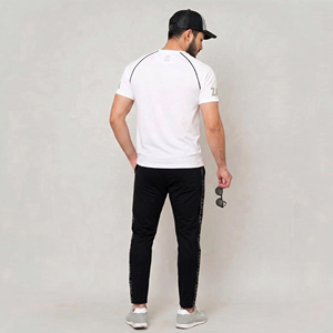 Men's <b>White</b> Printed T-Shirt <b>Tracksuit</b> Joggers Set Crew Neck Tee Trouser Set Lightweight 100% Polyester T Shirt Track Suits - Product Image 2