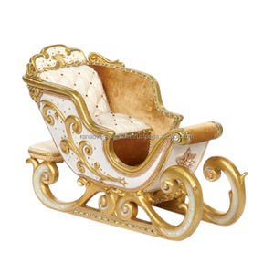 รถเลื่อนซานต้าไม้สุดหรู ปรับแต่งได้ สีครีมทอง คลาสสิก ของตกแต่งโต๊ะคริสต์มาสสำหรับบ้าน มีหลายแบบให้เลือก - Product Image 5