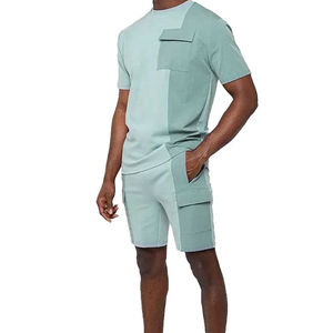 Conjunto de Verano para Hombre, Estilo Deportivo, Cuello Redondo, Diseño con Letras, Casual, Transpirable, 100% Algodón, Dos Piezas: Camiseta y Pantalones Cortos - Product Image 5