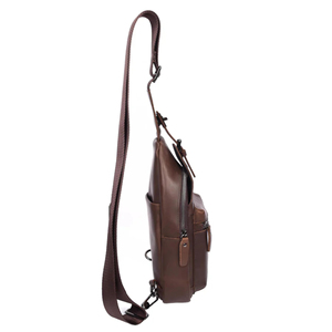 Sac bandoulière en cuir marron personnalisé, best-seller, avec boucle décorative, sac de poitrine, sac de voyage, organisateur de rangement, unisexe - Product Image 3