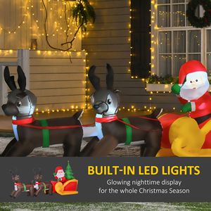 Decorazioni natalizie gonfiabili da esterno con Babbo Natale e renne illuminate a LED da 2,1 m per il giardino, ideali per le festività di Natale. - Product Image 4