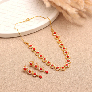 Teardrop <b>Necklace</b> Set 22K Gold Plated Brass Pear Shape CZ Diamond Look Purple Amethyst Stone Jewelry Set for Wedding Party Wear - Product Image 3