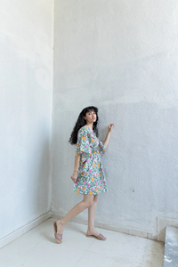 ZeroKaata Vestido de noche suave Kaftan de rayón de longitud corta con estampado floral para mujer con métodos de impresión digital - Product Image 2