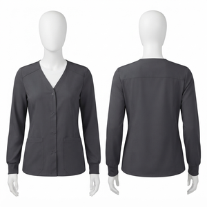 Women Men Scrub Jacket 180 GSM Canvas Charcoal Grey Button Medical <b>Work</b> Uniform Waterproof Hooded Winter - Product Image 1