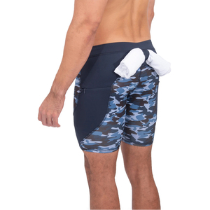 Shorts de compression pour hommes 100% polyester, personnalisables, noirs et bleus, respirants, à séchage rapide, pour la gym et l'entraînement - Product Image 6