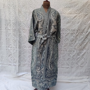Premium Quality Woolen Kimono With Belt Tie Waist, Short Sleeve Body Wrap Long Kimono Winter <b>Comfy</b> Sleepwear Women Clothing - Product Image 1