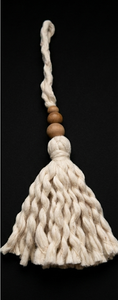Bohemian Cotton Tassel Keychain With Wooden Beads For Entryway Decor - Product Image 2