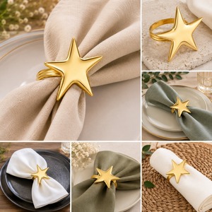 Premium Metal Napkin <b>Ring</b> Set with Snowflake Star Table Napkin Holder for Wedding Dining Table Hotel and Restaurant Decor Use - Product Image 6