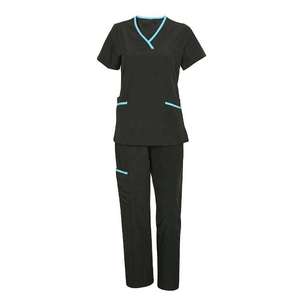 Tenues d'infirmières pour femmes, ensembles de blouses d'hôpital, col montant, manches courtes, tricot en coton et polyester, respirant, confortable - Product Image 2