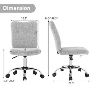 Chaise de bureau pivotante réglable sans accoudoirs en fausse fourrure pour le loisir - Product Image 4