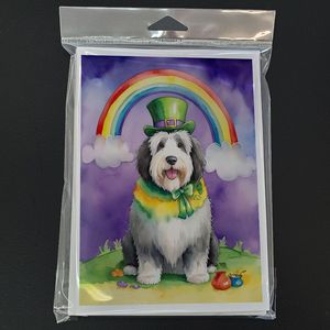 Whimsical Old English Sheepdog St. Patrick's Day Tarjetas de felicitación Pack 8 Tarjetas de nota en blanco con sobres A7 Tamaño 5x7 - Product Image 3