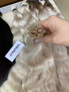 Extensions de cheveux humains vierges vietnamiens à pointes en kératine, super double drawn, couleur brun clair, 30 pouces - Product Image 1