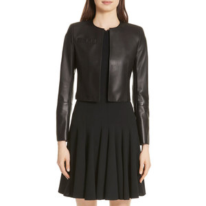 Chaquetas de Cuero Cortas para Mujer con Cuello Redondo y Diseño Liso Teñido 2026 - ¡Precio Más Bajo! - Product Image 2