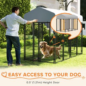 Cuccia Classica in Metallo per Cani 2,38m x 1,25m x 1,83m con Design a 2 Stanze, Copertura Impermeabile e Resistente al Sole per Cani di Taglia Piccola, Media e Grande - Product Image 6