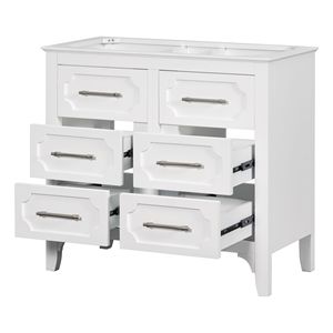 Mobile Bagno Singolo Autoportante da 36 Pollici con Struttura in Legno Massello, Quattro Cassetti e Armadietto Contenitore per Bagni Piccoli - Product Image 4