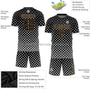 Uniforme de vêtements de sport de football pour garçons 100% polyester maillot de football français avec impression de nom comprend un short - Product Image 3