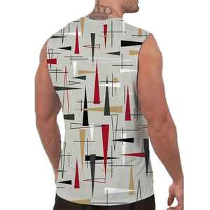 Men's Sleeveless Tank <b>Top</b> Geometric Print O-Neck Casual Knitted Breathable Polyester - Product Image 3