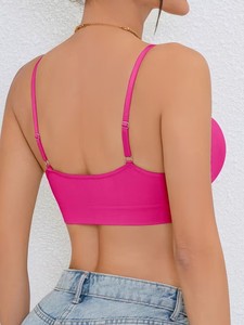 Female Seamless Yoga Bra Adjustable Spaghetti Strap Center Ruched Padded Athletic <b>Crop</b> <b>Top</b> Private Label Base - Product Image 5