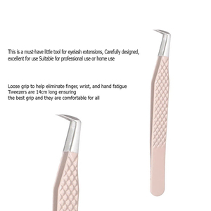 Pince à épiler incurvée en acier inoxydable, finition pêche clair, pour cils volumineux, antistatique, durable, haute qualité, usage professionnel en salon, logo personnalisé - Product Image 6
