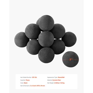 Pietre Ceramiche Rotonde da 3 Pollici, 15 Pezzi, Riutilizzabili, Decorative, per Bracieri Interni ed Esterni - Product Image 3