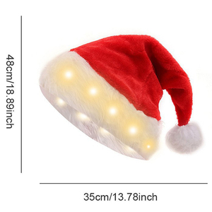Chapeau de Noël du Père Noël pour Fêtes de Noël, en Peluche Douce avec Bordure en Fourrure Blanche et Pompon pour Événements Festifs - Product Image 1