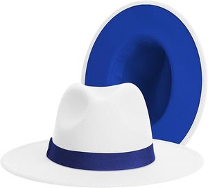 White Fedora <b>Hat</b> With Blue <b>Band</b> Unisex Adult Casual Spring Summer 56-58CM - Product Image 6