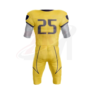 Vêtements de sport personnalisés, uniforme de football américain jaune avec numéro 25, impression par sublimation pour adultes, hommes, polyester respirant - Product Image 2